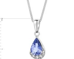 Zawieszka z białego złota z brylantami i tanzanitem - próba 585