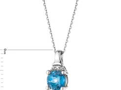 Zawieszka z białego złota z diamentem i topazem London Blue - próba 375