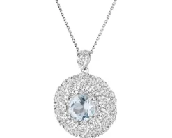 Zawieszka z białego złota z brylantami i topazami - próba 585