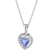 Zawieszka z białego złota z diamentami i tanzanitem - serce - próba 585