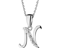 Zawieszka z białego złota z diamentem - litera N - 0,003 ct - próba 585