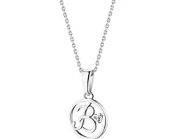 Zawieszka z białego złota z diamentem - litera B - 0,003 ct - próba 585