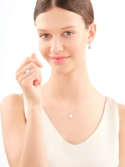 Zawieszka z białego złota z diamentami - 0,35 ct - próba 585