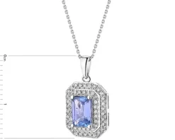 Zawieszka z białego złota z diamentami i tanzanitem - próba 585