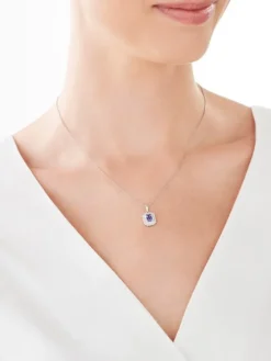 Zawieszka z białego złota z diamentami i tanzanitem - próba 585