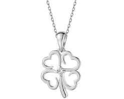 Zawieszka z białego złota z brylantem - koniczyna - 0,01 ct - próba 375