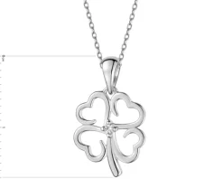 Zawieszka z białego złota z brylantem - koniczyna - 0,01 ct - próba 375