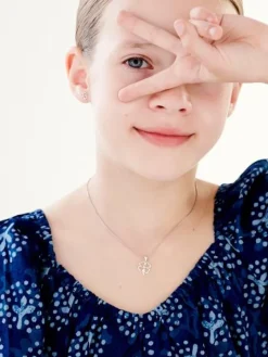 Zawieszka z białego złota z brylantem - koniczyna - 0,01 ct - próba 375