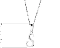 Zawieszka z białego złota z diamentem - litera S - 0,004 ct - próba 585