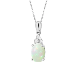 Zawieszka z białego złota z brylantami i opalem - próba 585