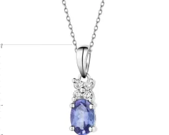Zawieszka z białego złota z brylantami i tanzanitem - próba 585