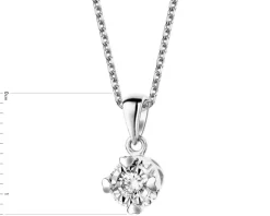 Zawieszka z białego złota z brylantem – serca - 0,10 ct - próba 585