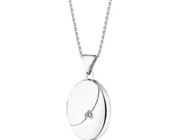 Zawieszka z białego złota z diamentem - puzderko, serce - 0,005 ct - próba 375