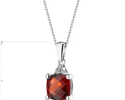 Zawieszka z białego złota z diamentami i granatem - próba 585