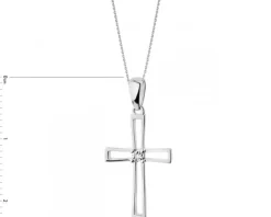 Zawieszka z białego złota z diamentem - krzyż - 0,003 ct - próba 585