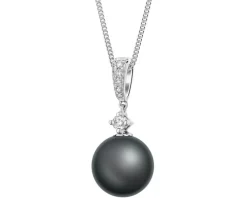 Zawieszka z białego złota z brylantami i perłą Tahiti - próba 585