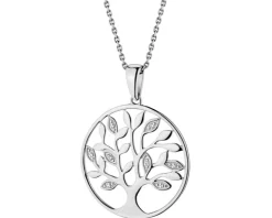 Zawieszka z białego złota z diamentami - drzewko - 0,01 ct - próba 585