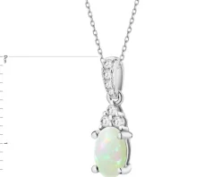 Zawieszka z białego złota z brylantami i opalem - próba 585