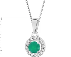 Zawieszka z białego złota z diamentami i szmaragdem - próba 585
