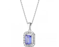 Zawieszka z białego złota z brylantami i tanzanitem - próba 585