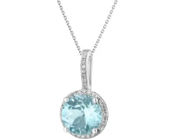 Zawieszka z białego złota z diamentami i topazem Sky Blue - próba 585