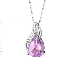 Zawieszka z białego złota z diamentem i ametystem - próba 585