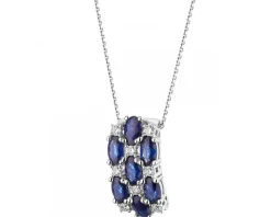 Zawieszka z białego złota z brylantami i szafirami - próba 585