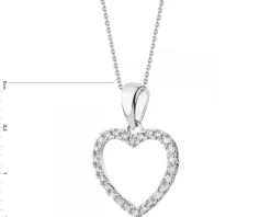 Zawieszka z białego złota z diamentami - serce - 0,10 ct - próba 585