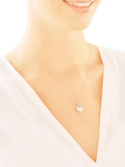 Zawieszka z białego złota z diamentem - puzderko - serce - 0,005 ct - próba 375