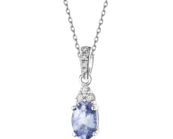 Zawieszka z białego złota z brylantami i tanzanitem - próba 585