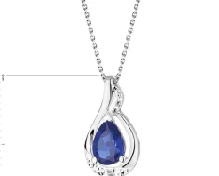 Zawieszka z białego złota z diamentami szafirem syntetycznym - próba 375