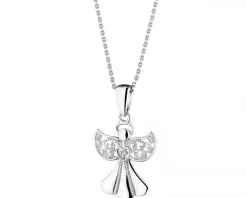 Zawieszka z białego złota z diamentem - aniołek - 0,003 ct - próba 375