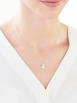 Zawieszka z białego złota z diamentem - aniołek - 0,003 ct - próba 375