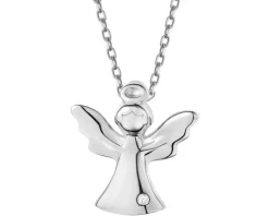 Zawieszka z białego złota z diamentem - aniołek - 0,003 ct - próba 375