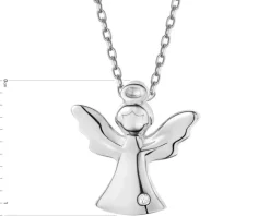 Zawieszka z białego złota z diamentem - aniołek - 0,003 ct - próba 375