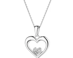 Zawieszka z białego złota z diamentem - serce - 0,003 ct - próba 585