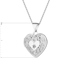 Zawieszka z białego złota z diamentem - puzderko - serce - 0,005 ct - próba 585