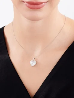 Zawieszka z białego złota z diamentem - puzderko - serce - 0,005 ct - próba 585