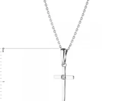 Zawieszka z białego złota z brylantem - krzyż - 0,006 ct - próba 375