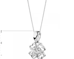 Zawieszka z białego złota z diamentami - koniczyna - 0,02 ct - próba 585
