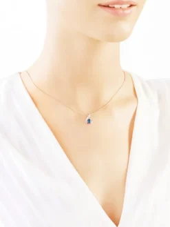 Zawieszka z białego złota z diamentem i topazem London Blue - próba 375