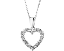 Zawieszka z białego złota z brylantami laboratoryjnymi - serce - 0,25 ct - próba 585