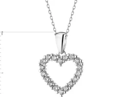 Zawieszka z białego złota z brylantami laboratoryjnymi - serce - 0,25 ct - próba 585