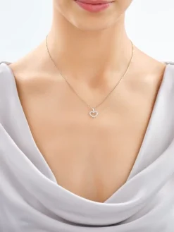 Zawieszka z białego złota z brylantami laboratoryjnymi - serce - 0,25 ct - próba 585