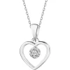 Zawieszka z białego złota z diamentami – serce - 0,02 ct - próba 585