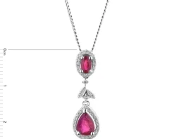 Zawieszka z białego złota z brylantami i rubinami - próba 585