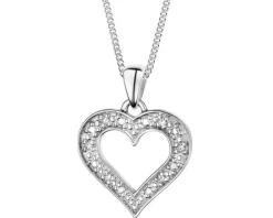 Zawieszka z białego złota z diamentami - serce - 0,02 ct - próba 375