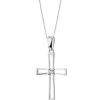 Zawieszka z białego złota z diamentem - krzyż - 0,002 ct - próba 375