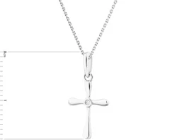 Zawieszka z białego złota z diamentem - krzyż - 0,005 ct - próba 585