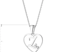 Zawieszka z białego złota z diamentem - litera Z, serce - 0,005 ct - próba 585